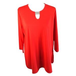 Rafaella Women's Red Long Sleeve Stretch Tunic Shirt Size Large